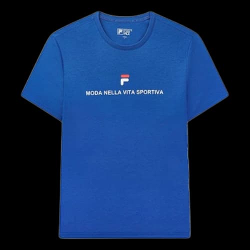 FILA Alphabet Logo Printing Cotton Short Sleeve Blue