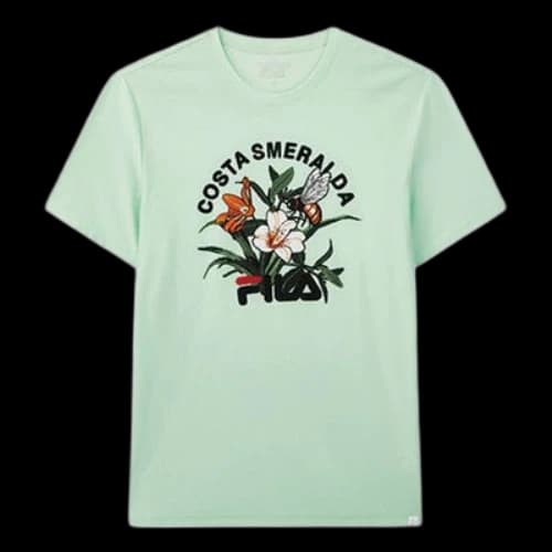 FILA Flowers Alphabet Printing Sports Short Sleeve Green