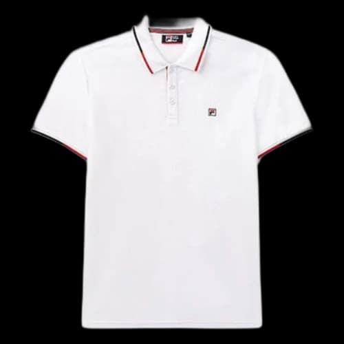 FILA Contrasting Colors Stripe Short Sleeve Polo Shirt White
