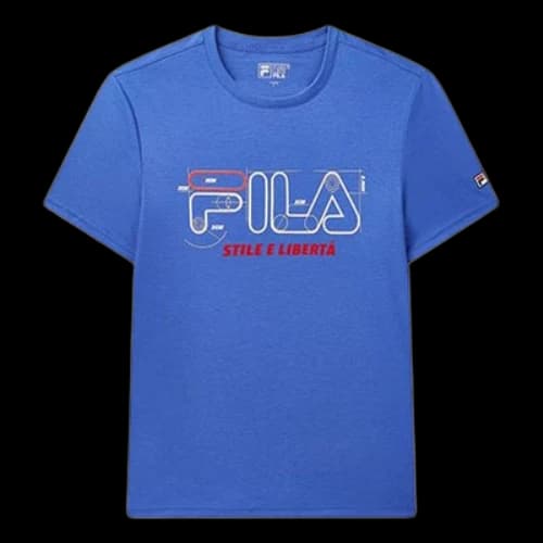 FILA Geometry Numeric Subject Printing Short Sleeve Blue