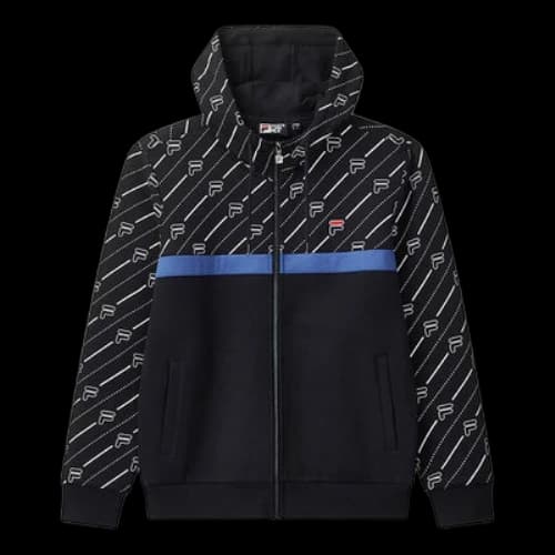 FILA Full Print Splicing Sports Hooded Jacket Blue