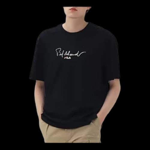 FILA Casual Sports Breathable Knit Round Neck Short Sleeve Black