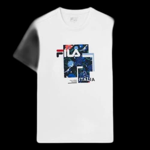 FILA Logo Printing Solid Color Pullover Short Sleeve White