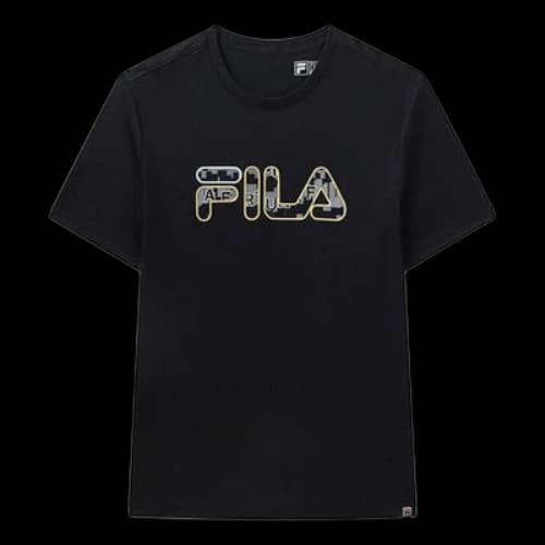 FILA Athleisure Casual Sports Colorblock Logo Round Neck Short Sleeve Black