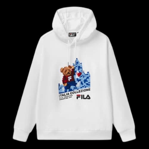 FILA Loose Sports Pullover hooded Long Sleeves White