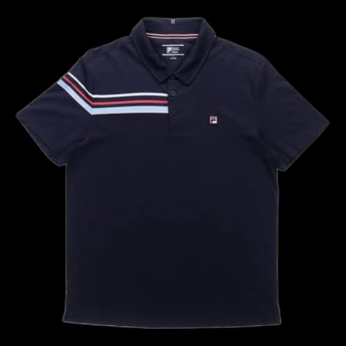 FILA Contrast Colors StripesSport Casual Short Sleeve poloShirt Men s Blue