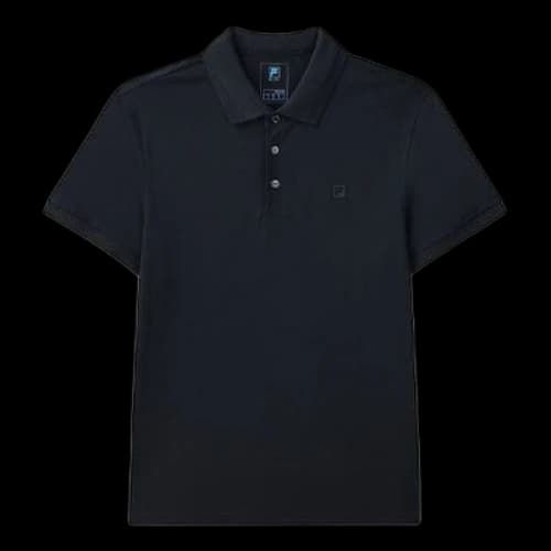 FILA Casual Solid Color Breathable Short Sleeve Polo Shirt Navy Blue