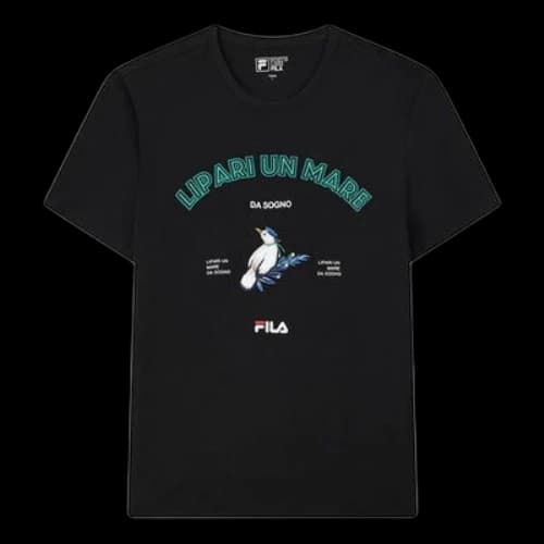 FILA Logo Printing Round Collar Sports Male Black