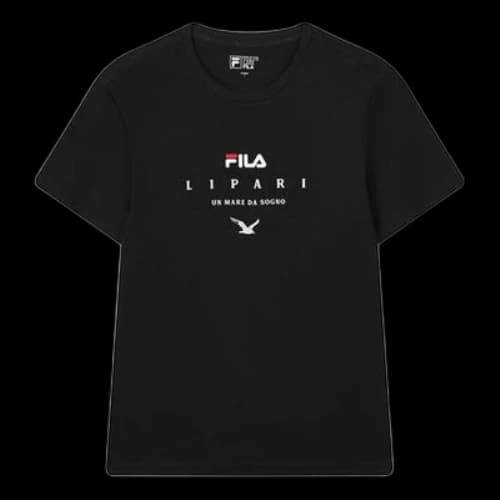 FILA Alphabet Printing Casual Round Neck Sports Short Sleeve Black