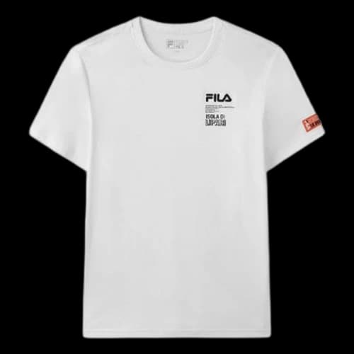 FILA Alphabet Printing Round Neck Short Sleeve White
