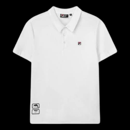 FILA Logo Pattern Causual Sports Ventilate Polo Male White