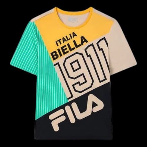 FILA Contrast Color Stitching Logo Short Sleeve Blue