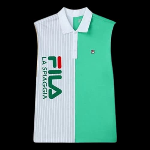 FILA Contrasting Colors Casual Short Sleeve polo Green