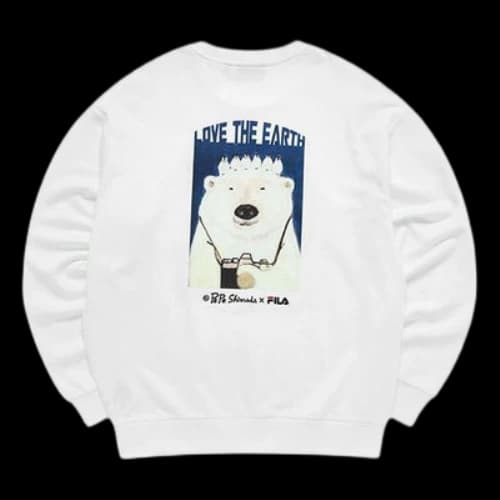 FILA x Pepe Shimada Crossover Cartoon Printing Sports Round Neck Pullover White