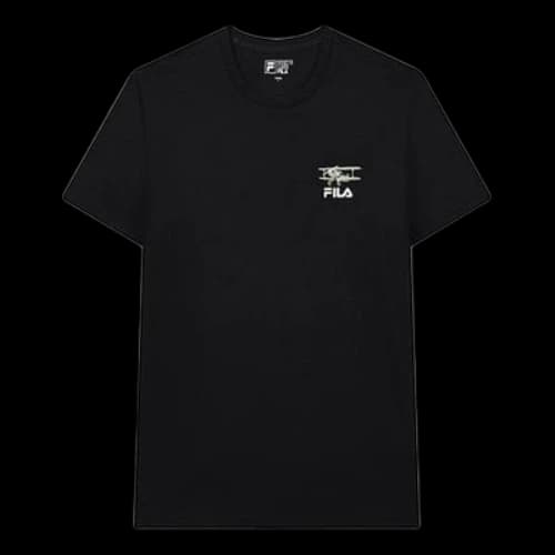 FILA Funny Logo Printing Sports Round Neck Short Sleeve Black