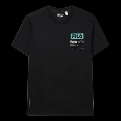 FILA Alphabet Logo Round Neck Knit Short Sleeve Black T-Shirt