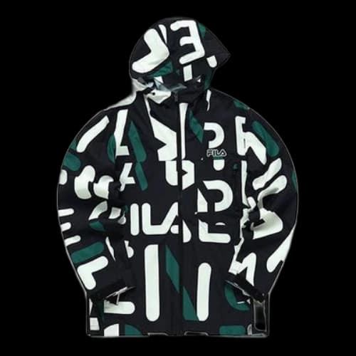 FILA Full Print Casual Woven Hooded Jacket Black