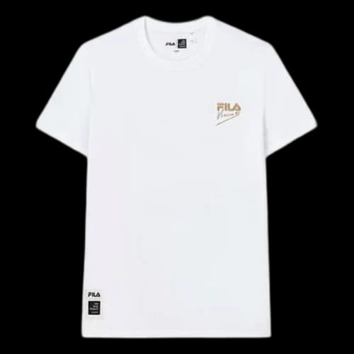 FILA x Crossover Casual Printing Breathable Knit Short Sleeve White T-Shirt