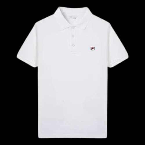 FILA Logo Sports Knit Short Sleeve Polo Shirt White