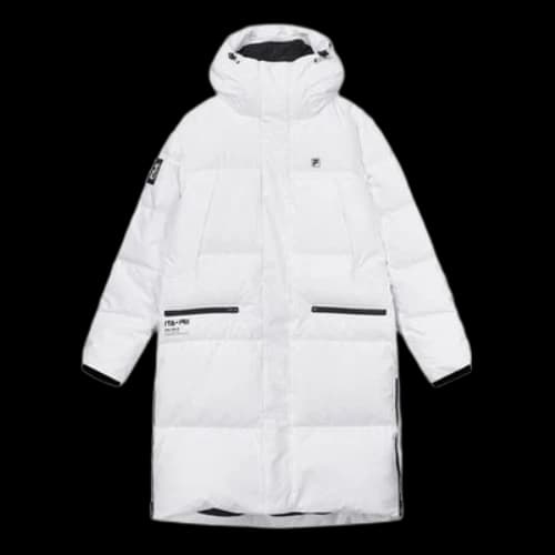 FILA Sports mid-length Woven hooded down Jacket White