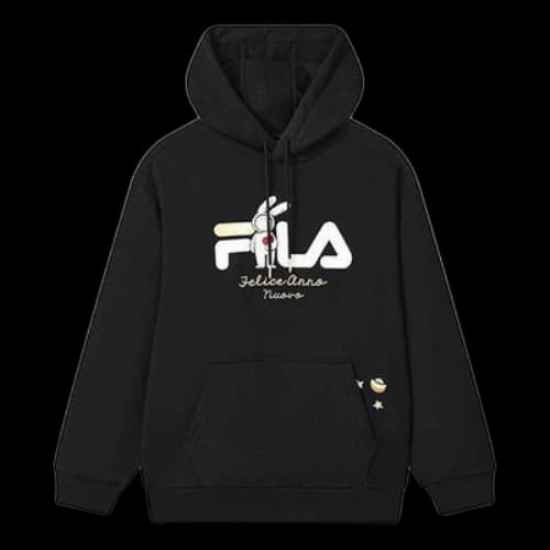 FILA Logo Hoodie 'Black White'