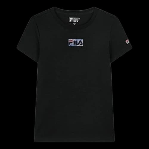 FILA Alphabet Logo Printing Cotton Short Sleeve Black (Women's)