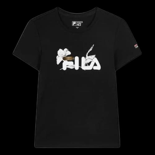 FILA City Subject Printing logo Alphabet Short Sleeve Black (Women's)