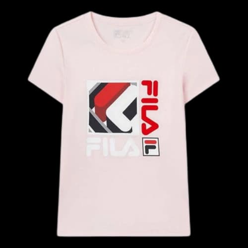 FILA Alphabet Logo Printing Knit Short Sleeve Pink (Women's)