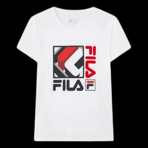 FILA Alphabet Logo Printing Knit Short Sleeve White (Women's)