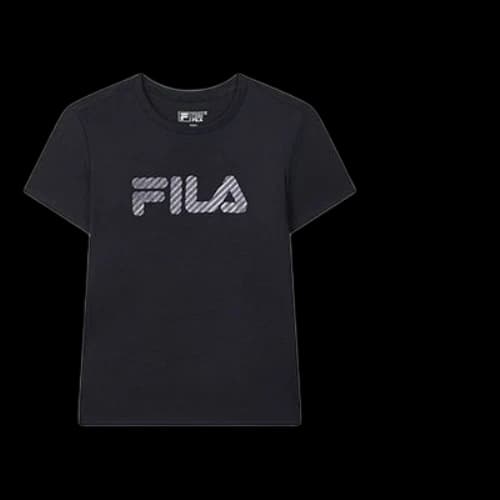 FILA Stripe Logo Printing Short Sleeve Navy Blue (Women's)