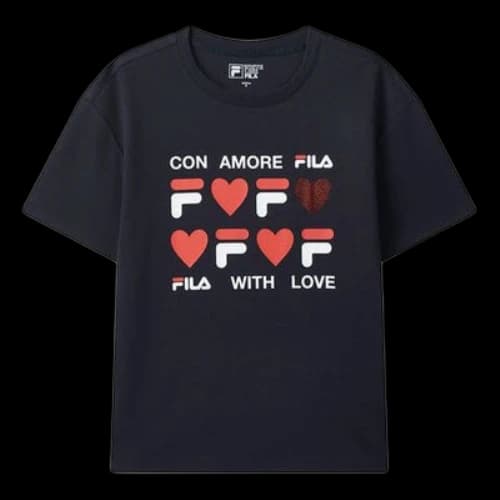 FILA Logo Love Printing Short Sleeve Blue (Women's)