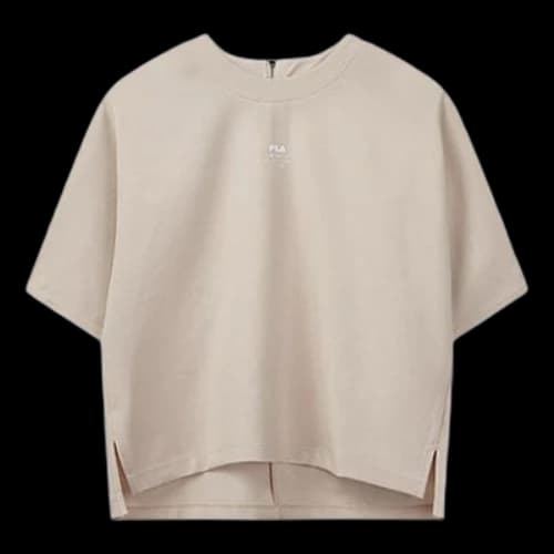 FILA Half Zipper Asymmetric Short Sleeve Khaki (Women's)
