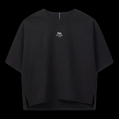 FILA Half Zipper Asymmetric Short Sleeve Navy Blue T-Shirt (Women's)