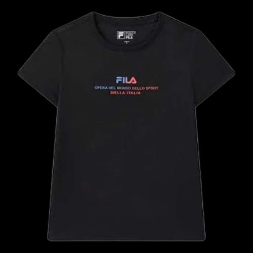 FILA Printing Logo Short Sleeve Black T-Shirt (Women's)