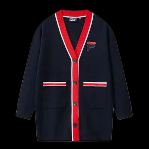 FILA Knitted Coat 'Navy Red' (Women's)
