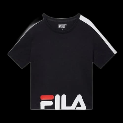 FILA Alphabet Logo Printing Sports Round Neck Short Sleeve Navy Blue (Women's)