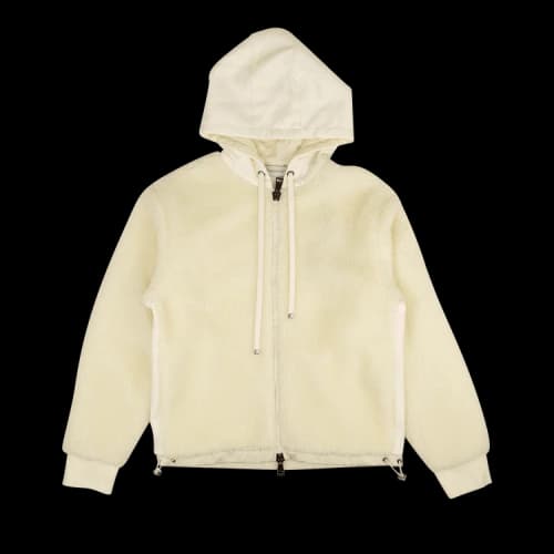 Moncler Maglia Sherpa Zip Up Fleece Hoodie Jacket 'Cream'
