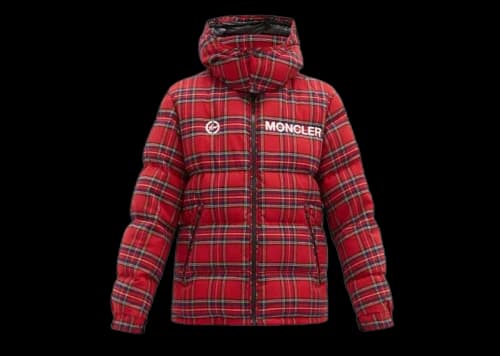 Moncler x Fragment Mayak Oversized Tartan-Flannel Quilted Down Jacket Red
