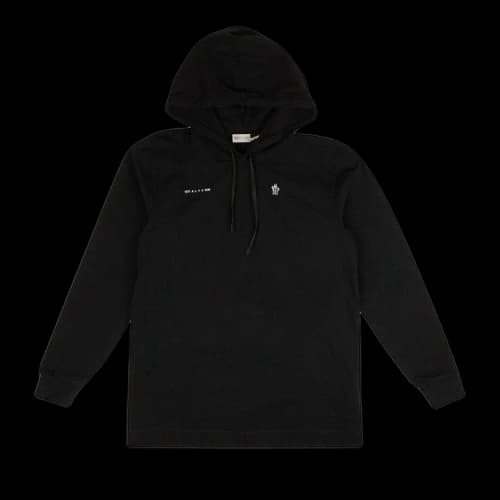 Moncler White Logo Light Hoodie Sweatshirt 'Black/Grey'