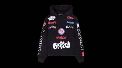 Barrow AOP Logo Hoodie Black