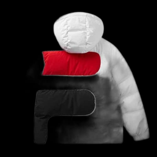 FILA Contrasting Colors Logo Short Hooded Down Jacket White
