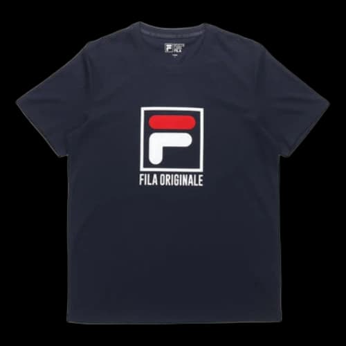 FILA Alphabet Logo Printing Round Neck Casual Short Sleeve Blue