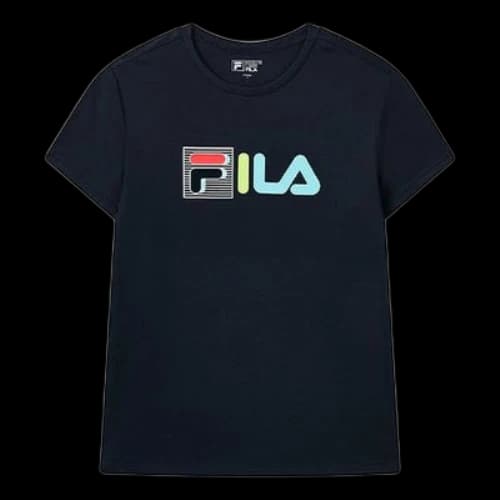 FILA Contrasting Colors Printing Logo Loose Round Neck Short Sleeve Blue