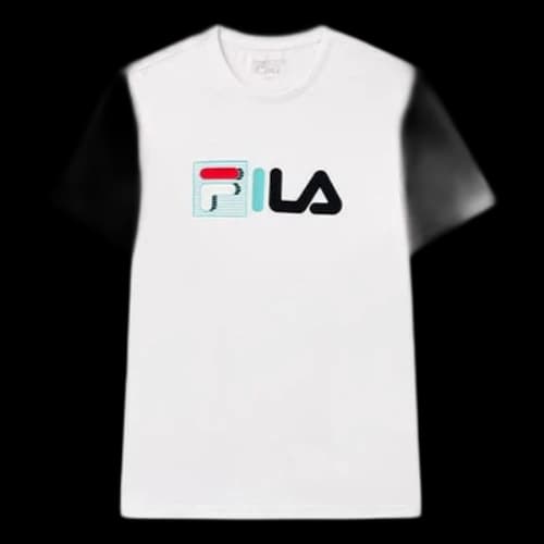 FILA Contrasting Colors Printing Logo Loose Round Neck Short Sleeve White