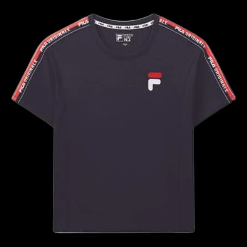 FILA Logo Alphabet Printing Side Stripe Colorblock Short Sleeve Blue (Women's)