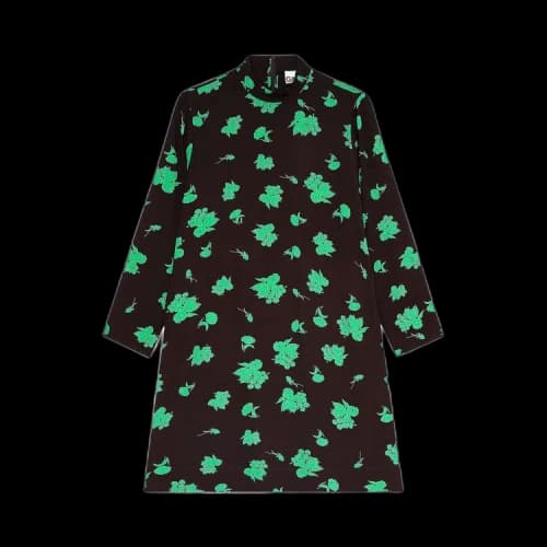 GANNI Printed Crepe Mini Dress 'Phantom'