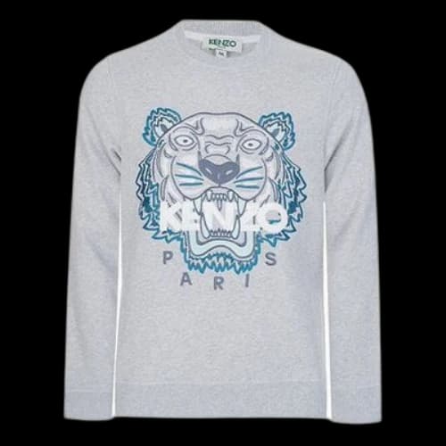 KENZO Embroidered Tiger Head Gray Unisex Gray