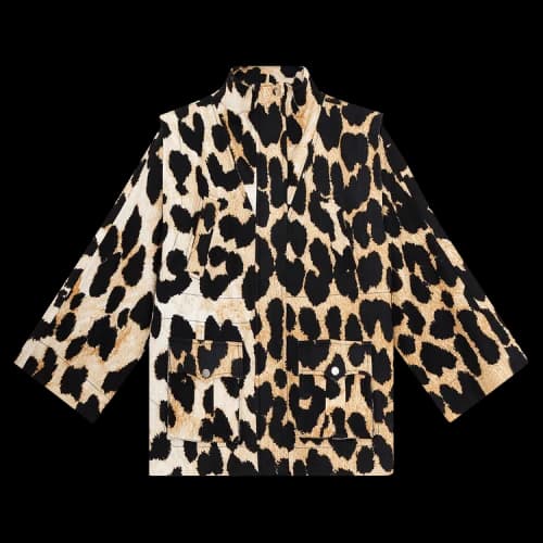 GANNI Linen Canvas Jacket 'Leopard'