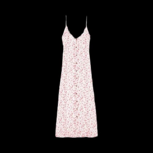 GANNI Printed Georgette Strap Dress 'Egret'
