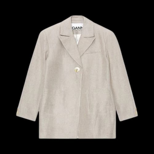 GANNI Linen Blazer 'Nature'